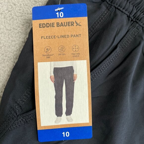 NEW Eddie Bauer Women's Fleece-Lined Pants Size 10 Black UPF 50+ Outdoor Cargo - Picture 6 of 12